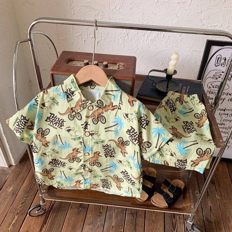 2025新款儿童短袖套装 男款衬衣短袖套装 短袖短裤沙滩两件套,淘宝优惠券,粉丝福利购,淘宝优惠卷