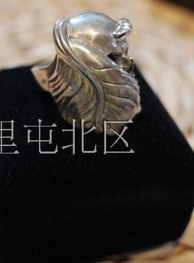 日本银饰匠人朋克风骷髅戒指现货