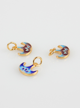 纯银镀金烧蓝挂件手链吊坠