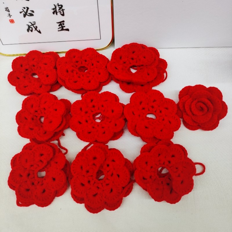 手工编织毛线花玫瑰花半成品花瓣花托叶子迷你小盆栽材料仿真花,淘宝优惠券,粉丝福利购,淘宝优惠卷