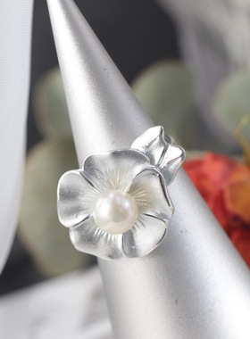 时尚花瓣设计925纯银戒指