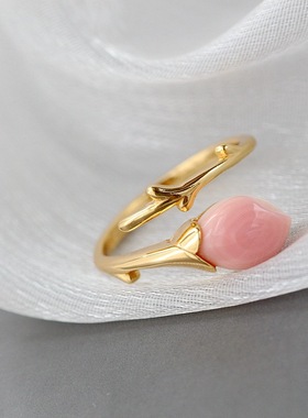 镶天然女王凤凰螺镀金戒指时尚