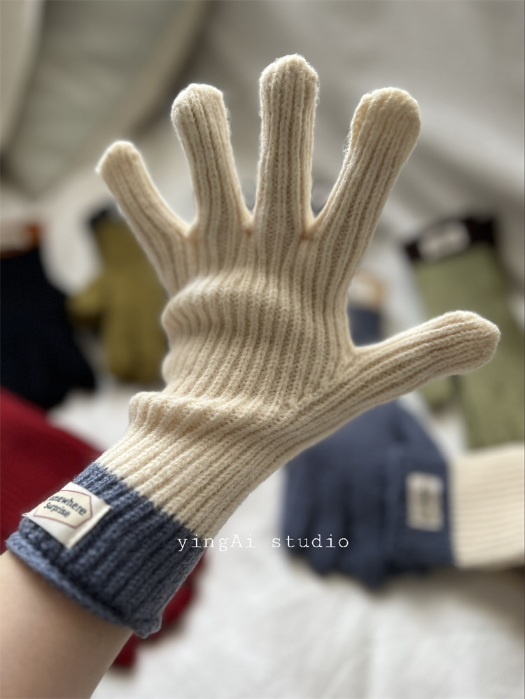 部分现 韩国东大门代购EBADA秋冬保暖INS爆款露指羊毛针织手套