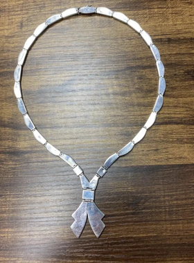 中古950银纯银青金石项链耳坠套装 蝴蝶结款定金 实价小千私询