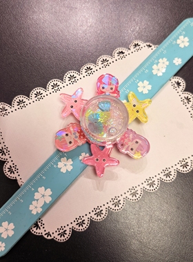 美人鱼旋转流沙亮片手环女孩海星手镯玩具啪啪圈网红玩具首饰礼物