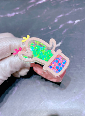 甜美女童亚克力亮片彩钻开口手镯