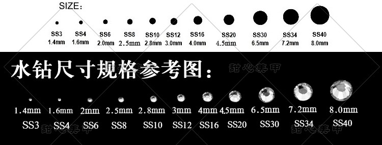 【1440颗】美甲钻饰品 网红超闪平底圆钻 仿奥钻 指甲钻贴饰品