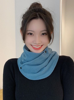 围脖女士护颈椎新款秋冬骑行防风套头脖套纯色男款假领小围巾