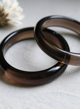 天然冰种黑曜石正圈手镯送妈妈女友中式复古文艺珠宝可批发可定制