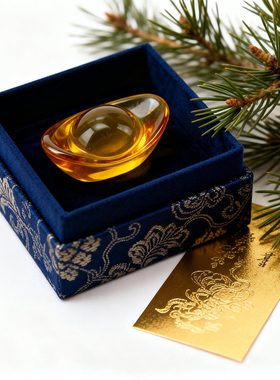 琉璃黄元宝2.5cm 家居店铺开业摆件 吉祥聚财工艺品 金色小元宝