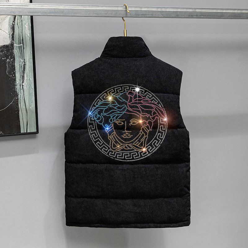 马甲男潮社会精神小伙烫钻重工无袖背心立领情侣款坎肩羽绒棉马夹,淘宝优惠券,粉丝福利购,淘宝优惠卷