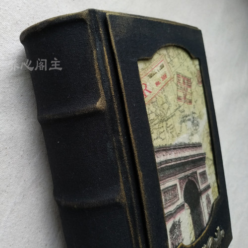 复古暗黑系junk journal手帐本 手工装帧 自制A5手工本圆脊背精装 - 图1