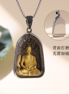 钛钢水晶铜佛像男女通用项链挂饰