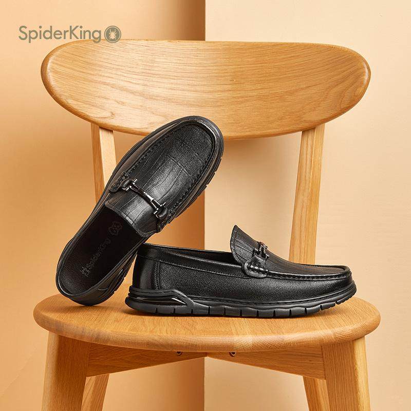 蜘蛛王男鞋官方旗舰店正品2025年秋冬新款羊皮豆豆鞋软底懒人套脚,淘宝优惠券,粉丝福利购,淘宝优惠卷