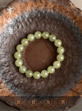和田玉手链女款晴水冰底圆珠手串