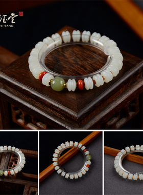 和田玉白玉手串男女款天然玉石
