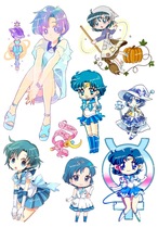 Small number F0110-09 beauty less female warrior water wild yamey cartoon cartoon computer mobile phone suitcase stickers waterproof