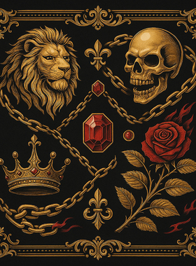复古风高档大方巾金色狮子皇冠印花丝巾男女通用百搭围巾披肩