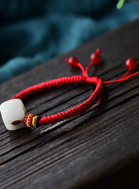 玲珑骰子安红豆手编相思豆红手绳