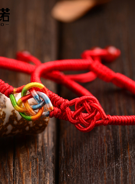 红绳手链玛瑙情侣男女款手工编织