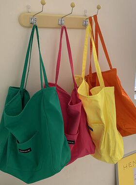 Canvas bag, women's bag simple single shoulder crossbody bag