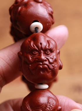 正宗宜兴紫砂手串朱砂文玩把玩