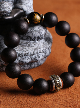 天然缅甸沉香木奇楠级佛珠手链