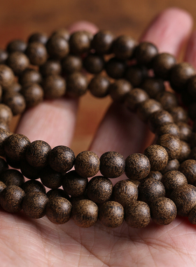 沉香天然木质佛珠手链