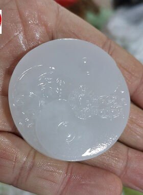 玉石玉器阿富汗白玉悟道吊坠毛衣