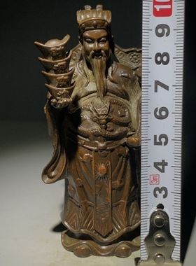 古玩收藏仿古财神爷站如意四元宝文财神客厅装饰摆件