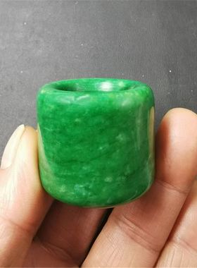 玉石原石绿飘花碧绿扳指男士大拇指扳指霸气装饰口径随机