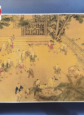 仿古画名人字画精品长卷画客厅装饰画手卷冷枚百子图