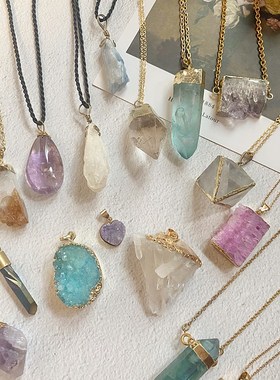 包邮欧美风复古气质女短款原石