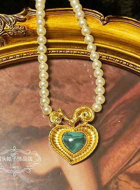 欧美中古风爱心金属胸针耳夹项链