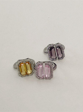 轻奢宋妍霏同款彩色宝石微镶戒指