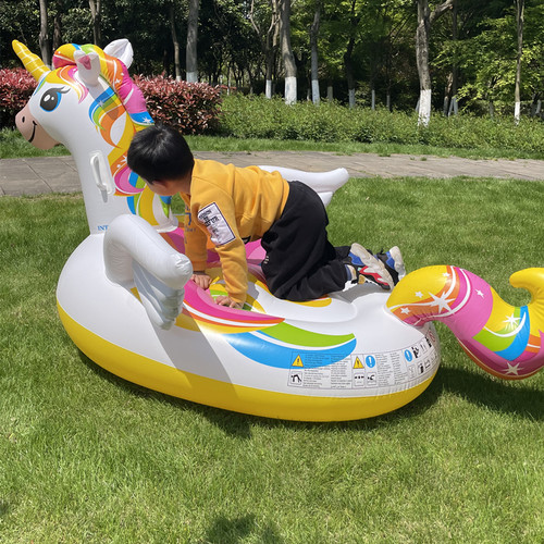 儿童充气水上玩具动物游泳圈成人大号独角兽黑鲸坐骑鲨鱼鳄鱼浮排 - 图2