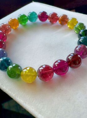 超好运天然巴西碧玺手串手链女彩虹色标收藏级糖果多圈单圈礼物5