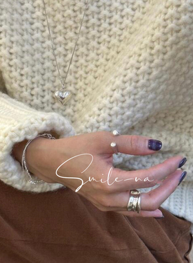 韩国进口小众设计款925纯银U型开口简约时尚戒指指环