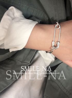 韩国进口纯银设计师款回形针手链