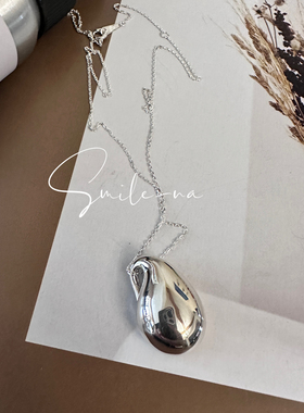 韩国进口小众款925纯银大水滴设计款吊坠时尚项链百搭锁骨链女