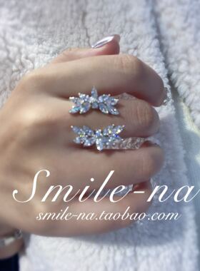 升级版925纯银蝴蝶锆石开口戒指