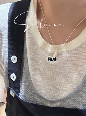 韩国进口S925纯银小众设计倒挂爱心造型时尚百搭蛇骨项链锁骨链女