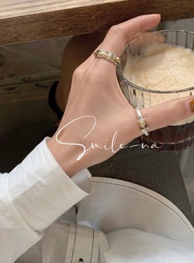 925纯银镀金纯手工指环实心