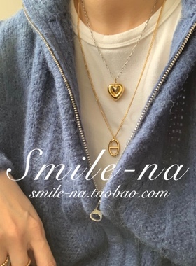 韩国纯银猪鼻子吊坠项链毛衣链