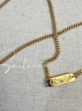 韩国进口小众款S925纯银长方形字母时尚百搭项链锁骨链颈链女