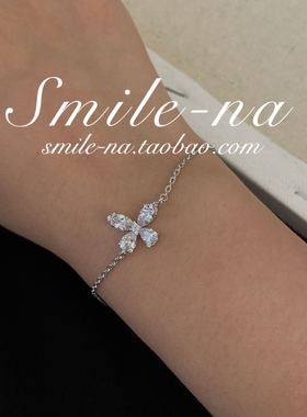 小众设计师款纯银马眼水滴钻手环