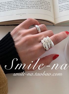 韩国进口纯银连体梯形不规则戒指