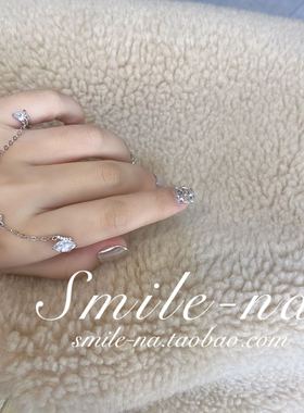欧美水滴锆石晶钻连体开口戒指