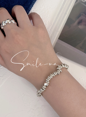 韩国进口小众款S925纯银不规则拼接弹力绳手链女时尚百搭手串手环