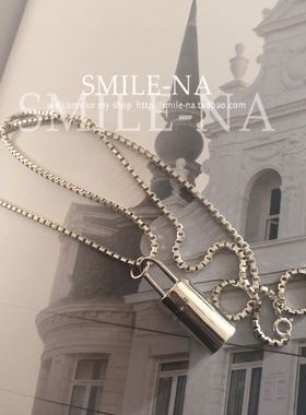 韩国东大门925纯银盒子锁头吊坠